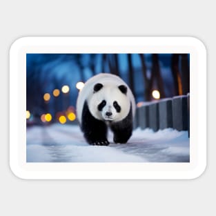 Panda Wildlife Animal On Street Outdoors Sticker